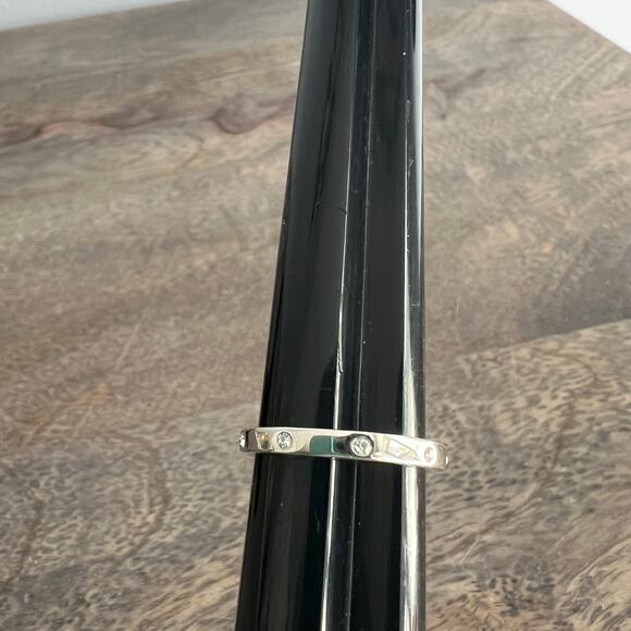 Silver tone rhinestone studded ring band - size 8.25 - Picture 3 of 5